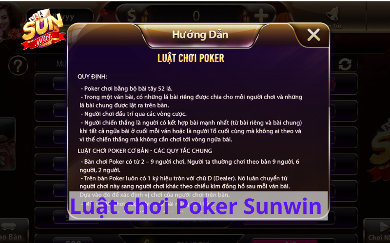 Luật chơi Poker Sunwin dành cho người mới chơi